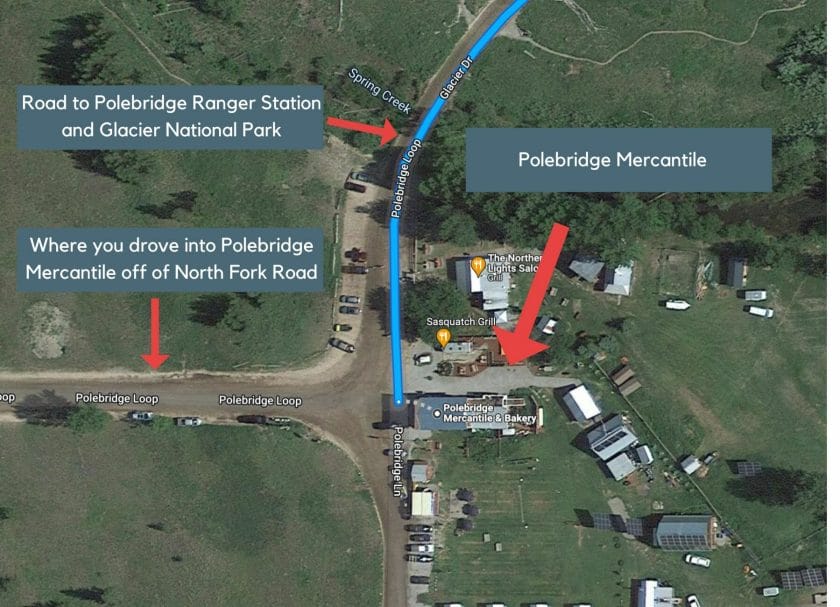 Bowman Lake Polebridge MT Polebridge Mercantile map