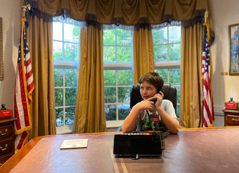 Pretending to be president at Magic House Children’s Museum, Things to do in St Louis