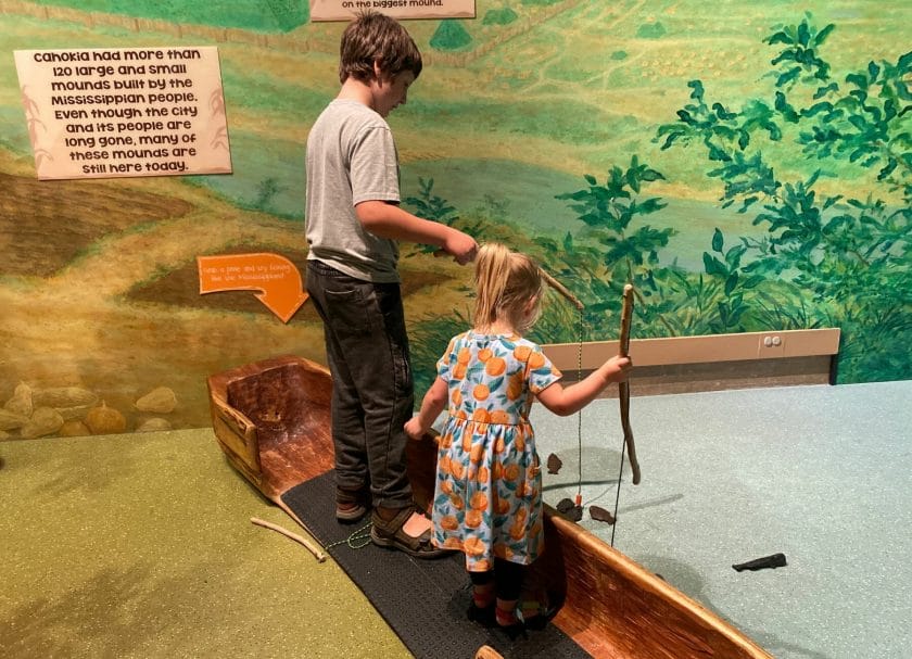 Pretending to fish at Missouri History Museum, Things to do in St Louis