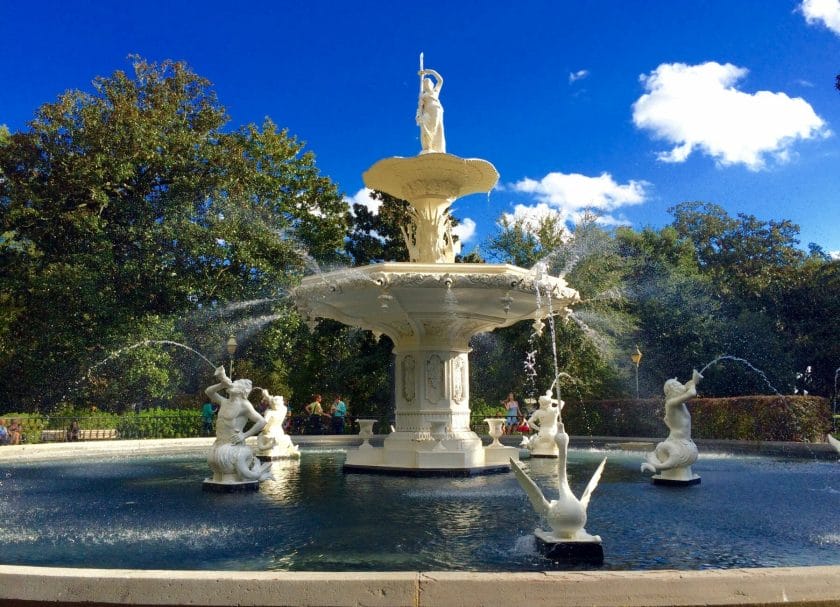 Forsyth Park is super kid friendly and a great stop for things to do with kids in Savannah Georgia 