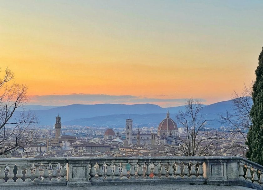 Things To Do In Florence Italy sunset from church of San Miniato.