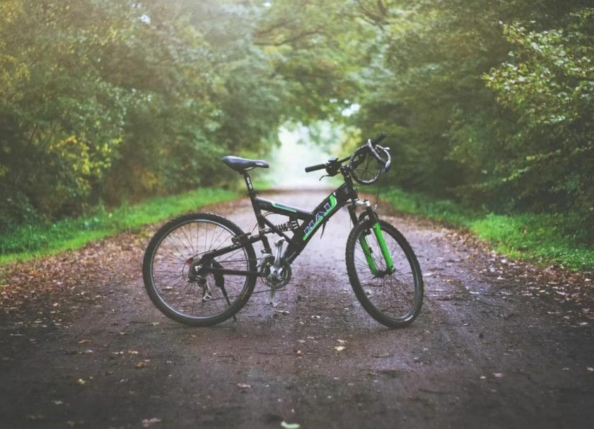 Shows a bike on a mountain trail, Day trips from San Diego