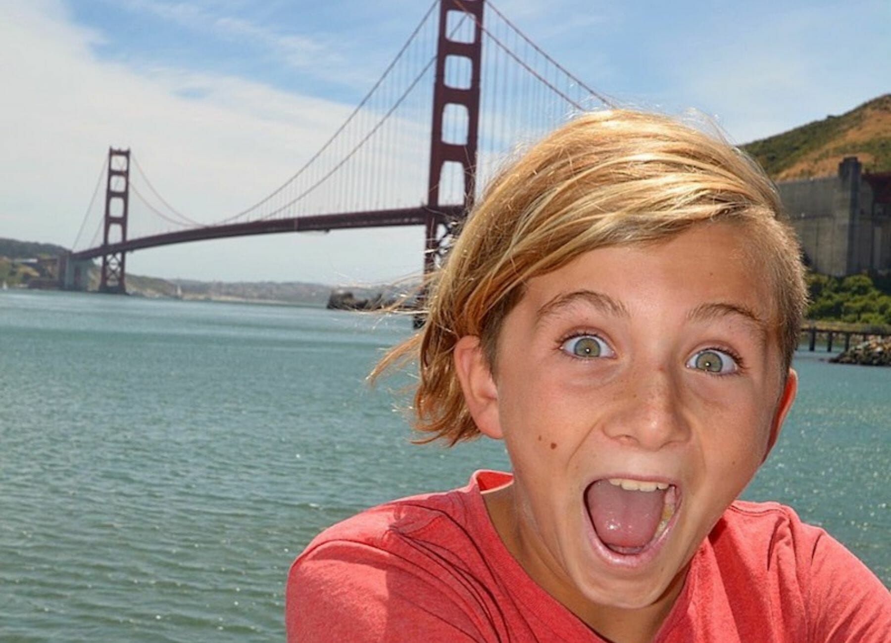Smiling in front of the Golden Gate Bridge, Things to do in San Francisco with kids