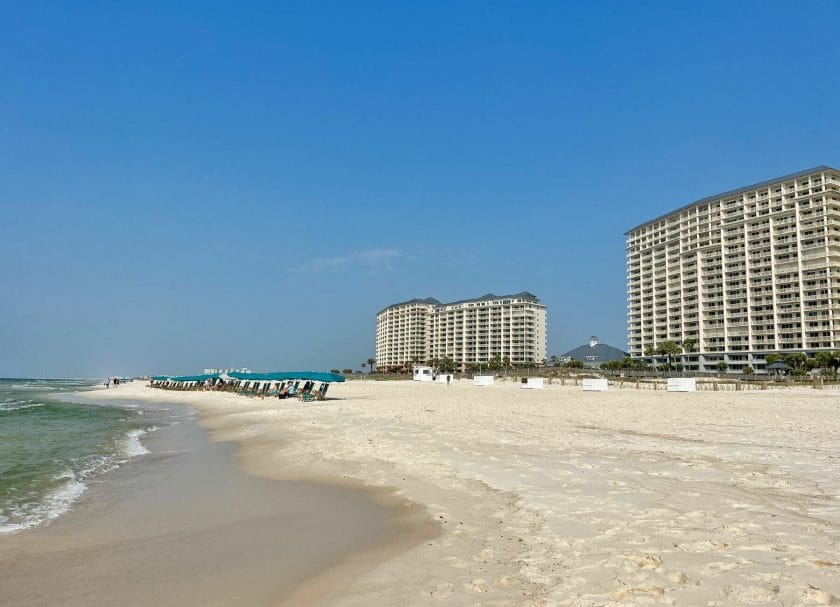 The beach at The Beach Club Resort and Spa in Gulf Shores