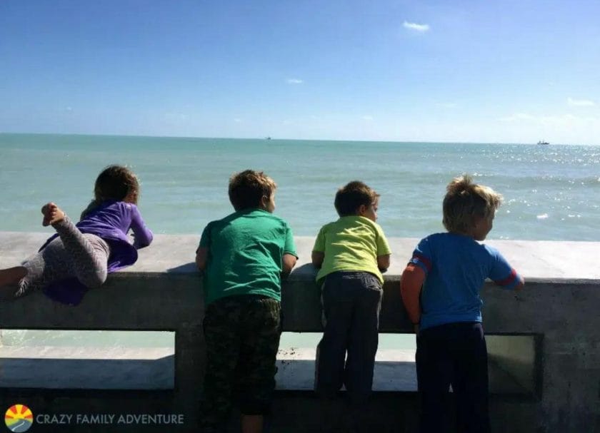 4 Kids looking over Higgs Pier, Things to do in Key West