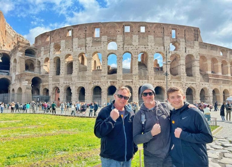 Craig, Carson and my Dad in front of the colosseum.
