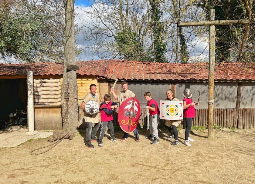 Family at the Gladiator School in Rome. A top thing to do in Rome with kids!