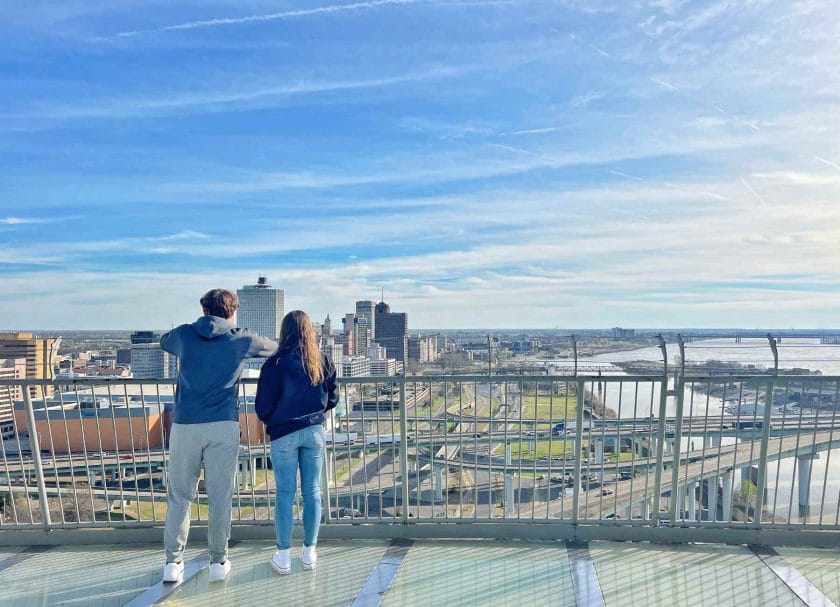 Looking out over Memphis from the top of Pyramid. 