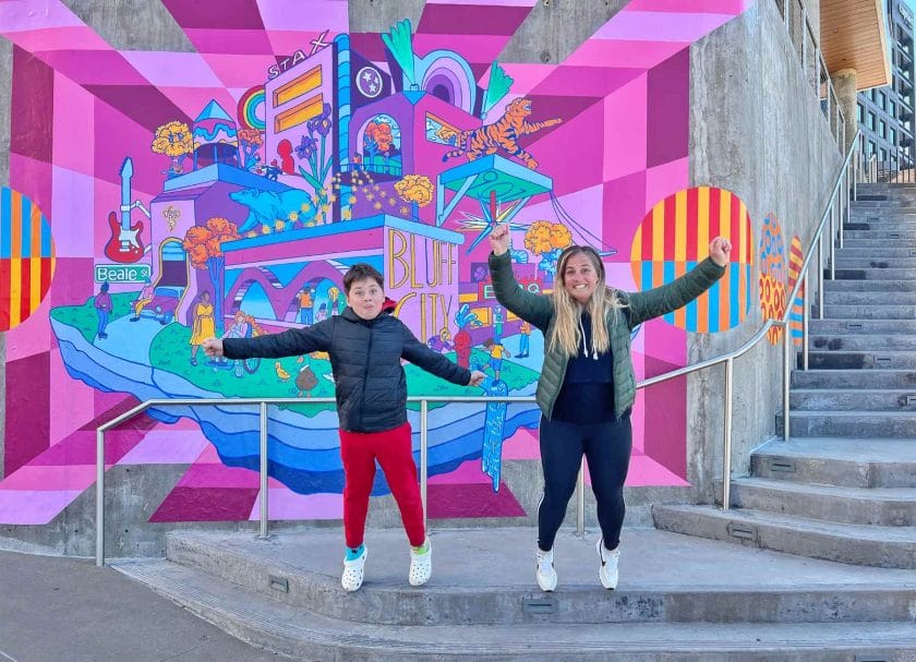 Cannon and I jumping in front of some of the Memphis street art. 