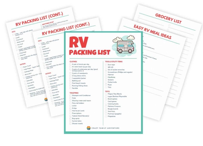 rv trip packing list