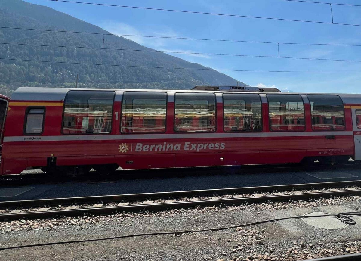 Bernina Express panoramic train car.