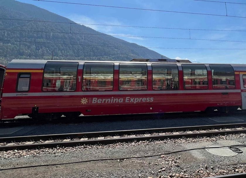 Bernina Express panoramic train car.