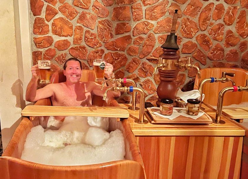 Craig at the beer spa