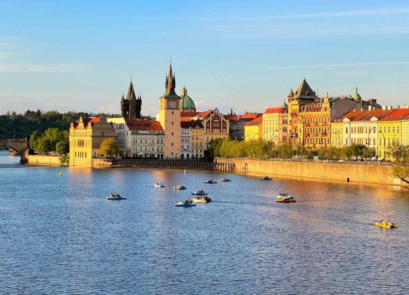 Boats on the water in Prague