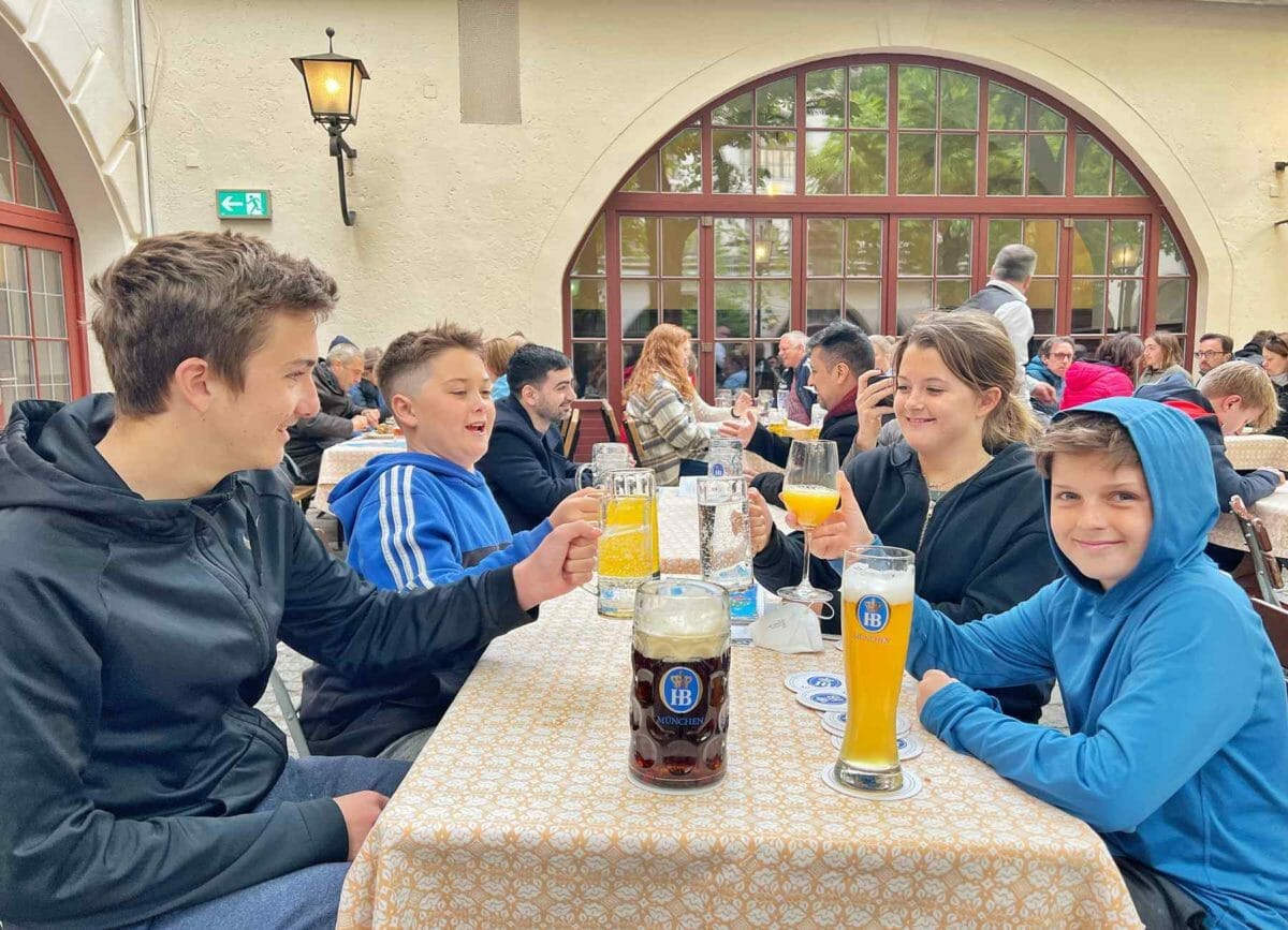 Kids at the beer garden.