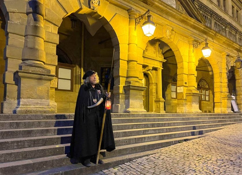 Picture of the guide on the Nightmans Watch tour in Rothenburg ob der Tauber Germany.