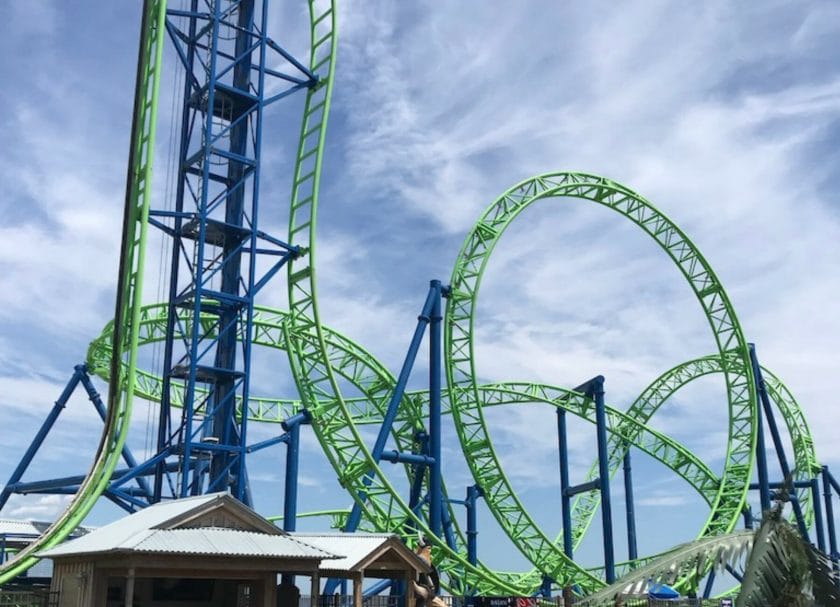 Shows the Hydrus Coaster at Casino Pier in Seaside Heights, Things to do in New Jersey