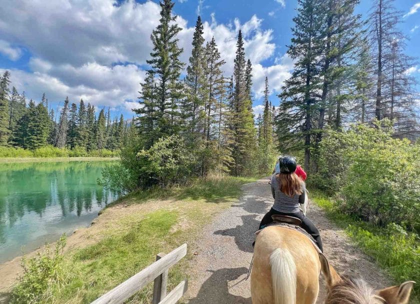 Melia on a horse with Banff Trail Riders