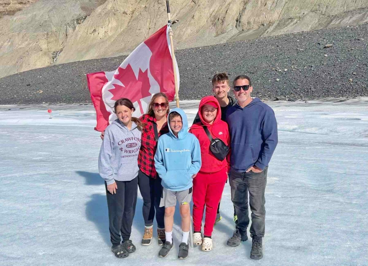 Family picture on the Athabasca Glacier
