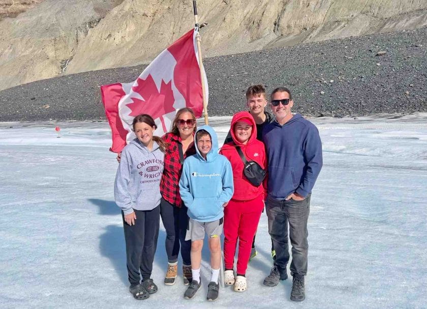 Family picture on the Athabasca Glacier
