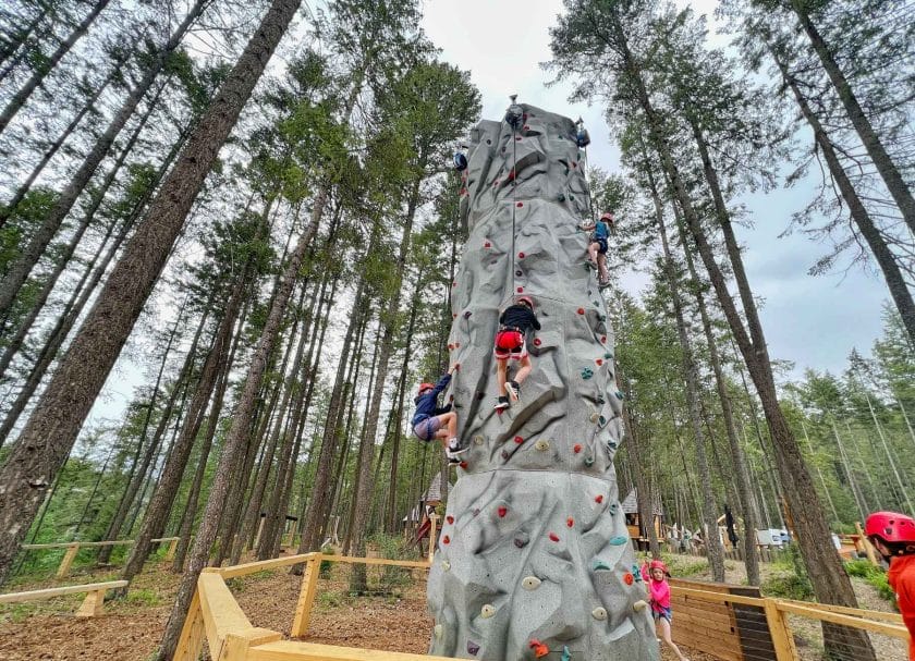 Knox and Inga on the Rock climbing wall