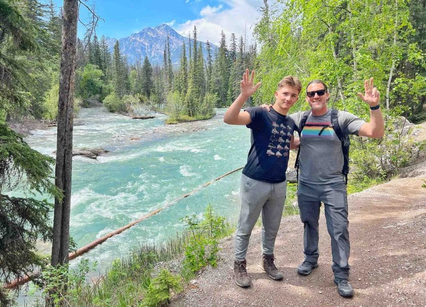 Malign Canyon Hike Craig and Carson by the river