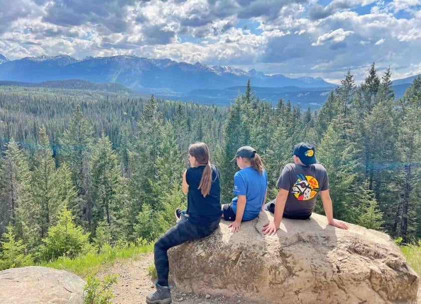 Kids at an overlook on the hike.