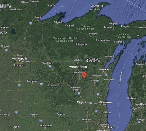 Map of where the tree farm is in Wisconsin