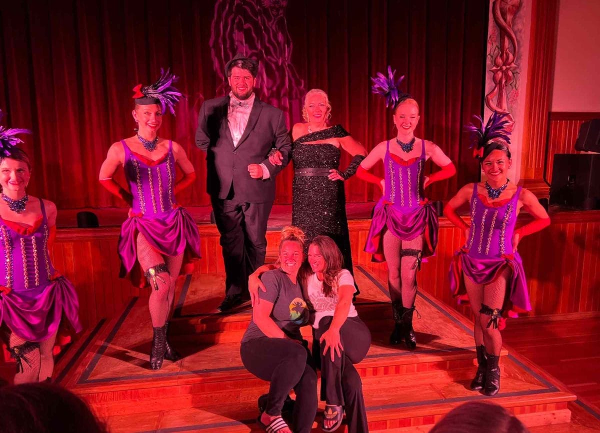 Taking a picture with the dancers at Gerties in Dawson City