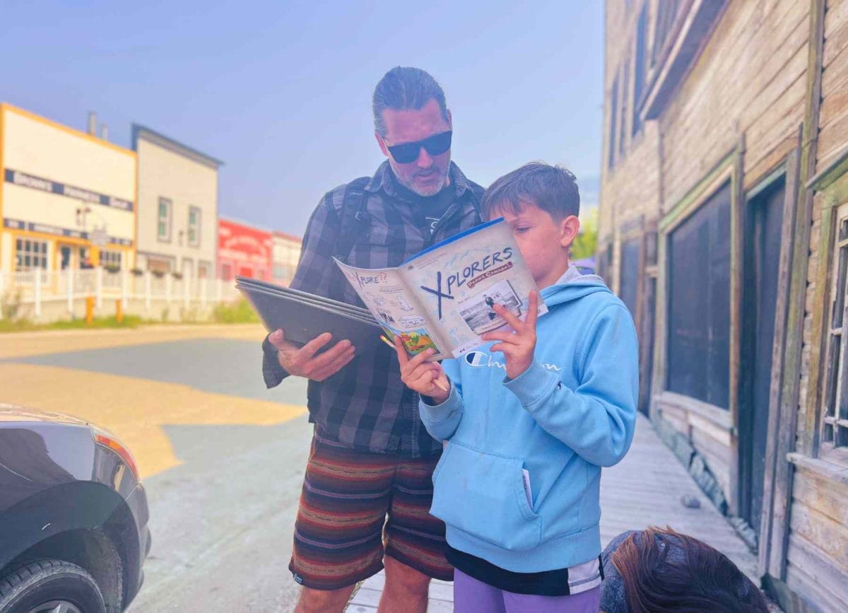 Craig and Knox working on the Xplorers Book in Dawson City