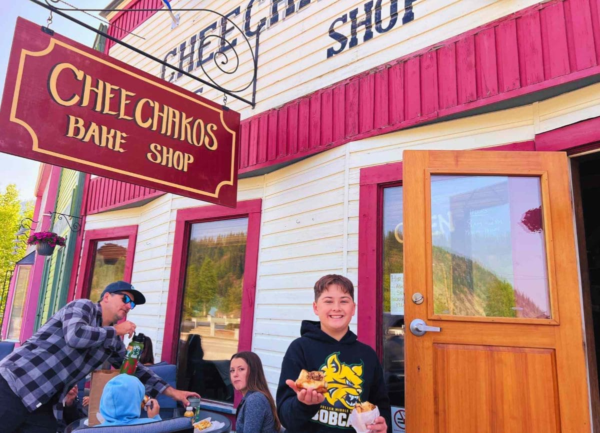 Cannon in front of Cheechakos Bake Shop in Dawson City