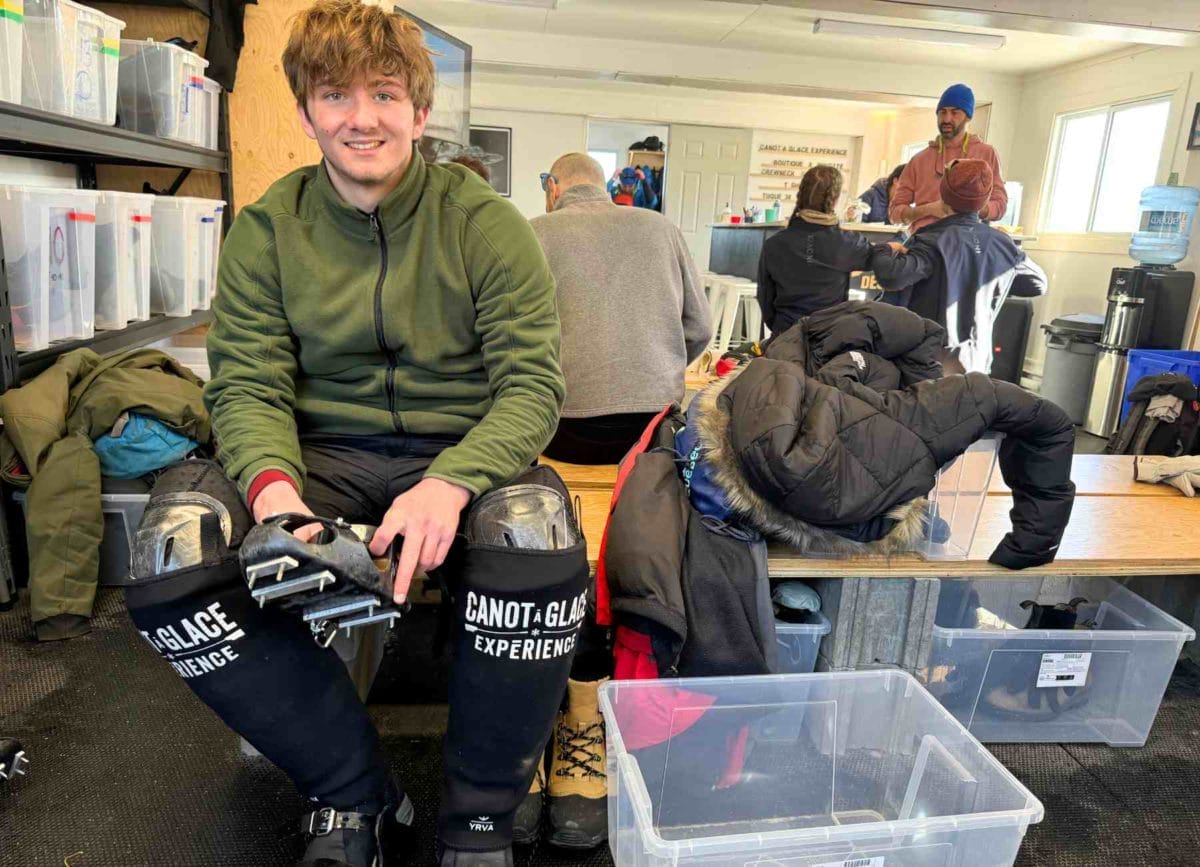 Carson getting ready to go Ice Canoeing in Quebec City!