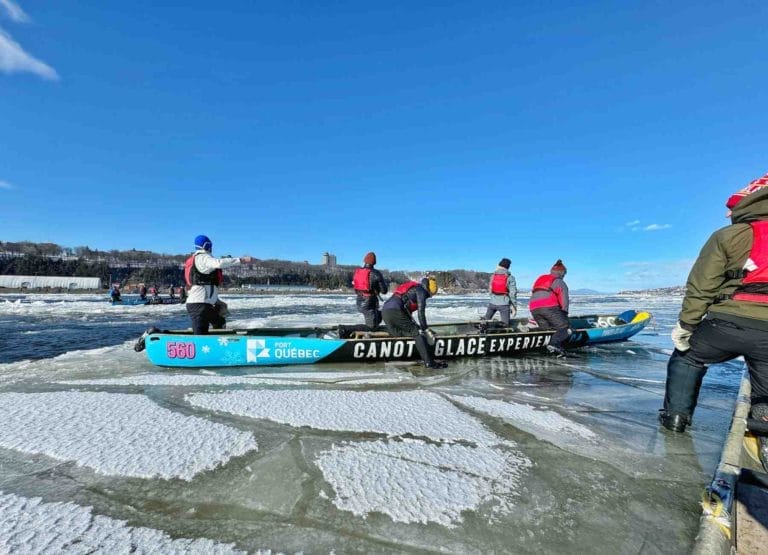 Ice Canoeing experience in Quebec City.
