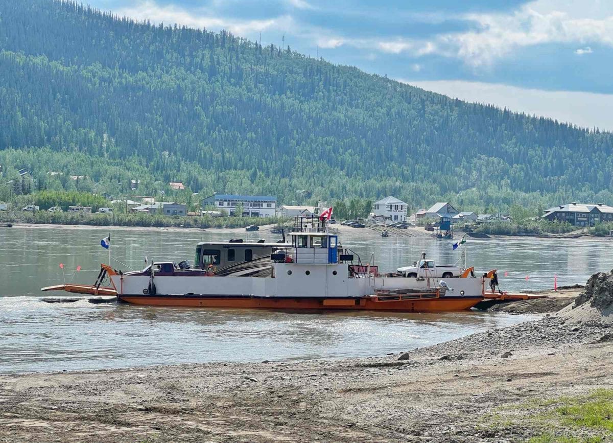 Picture of the RV ferry from Dawson City to the Top Of The World Highway