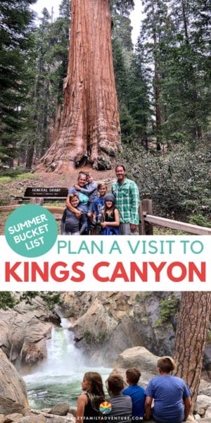 Get tips on how to plan the Ultimate summer bucket list trip to Kings Canyon National Park with kids! Kings Canyon is a beautiful destination to explore and should be on your National Park road trip list. Some get tips and ideas on what to do in the park and where to stay. You truly won't believe the size of these trees until you are standing under them. Get started now on planning your summer USA road trip to Kings Canyon and Sequoia National Park. A top family travel place to visit in the USA! 