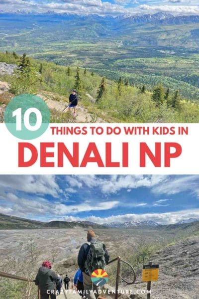 Top 10 things to do in Denali National Park with kids! Denali is a great family travel destination and there are a lot of fun things to do when you visit from hiking to sled dogs and hopefully animal sightings! Make Denali one of your places to visit in the USA and if possible do it as a USA road trip and explore Canada on your way to Alaska. Family Travel Summer Bucket list!!