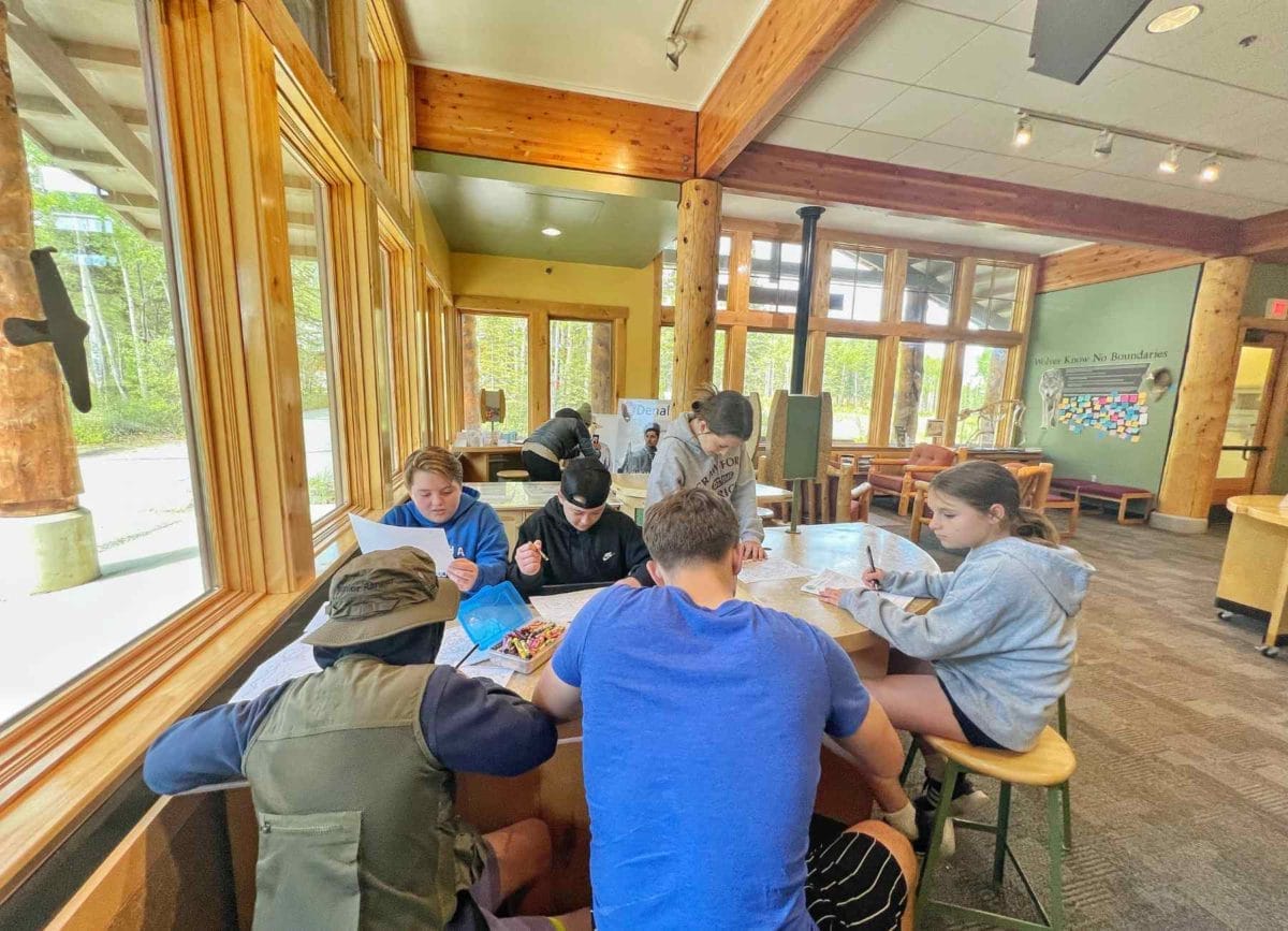 Kids working at the Interpretive Science center