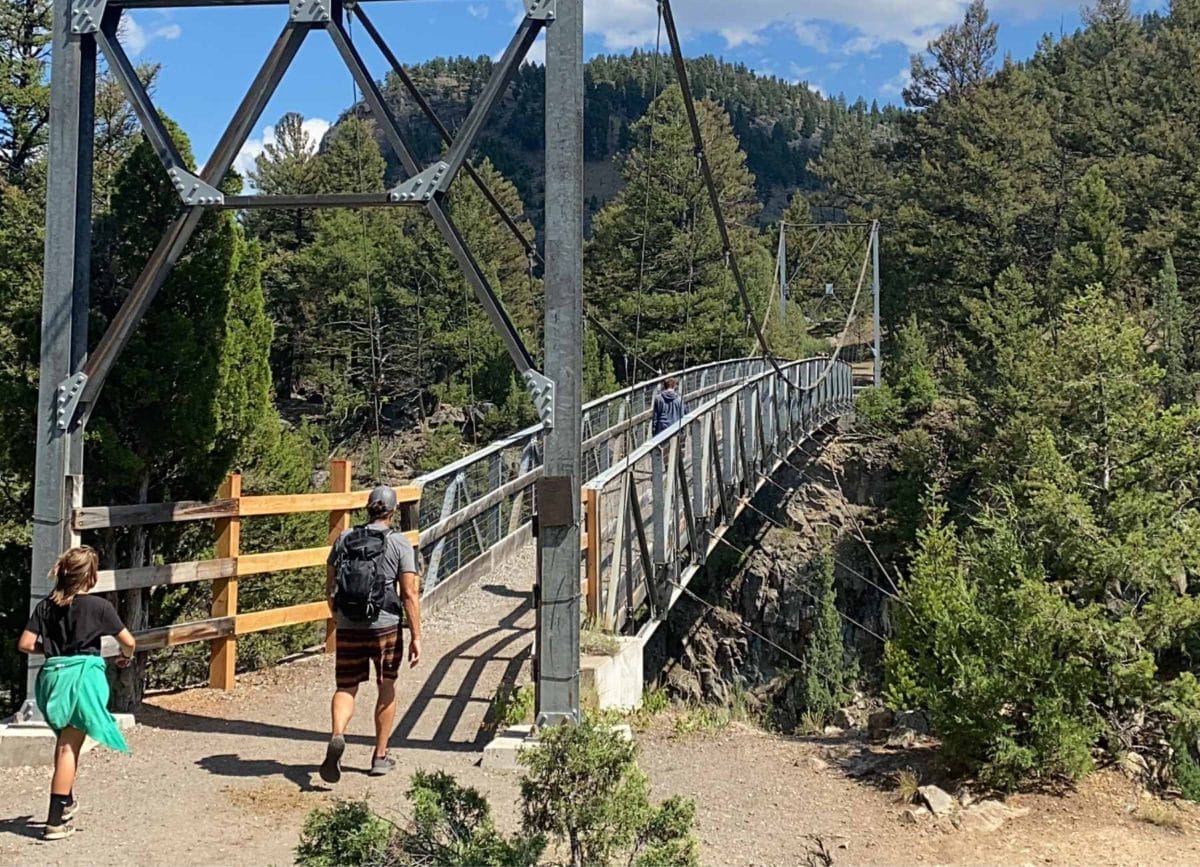 Father and daughter hiking in Yellowstone