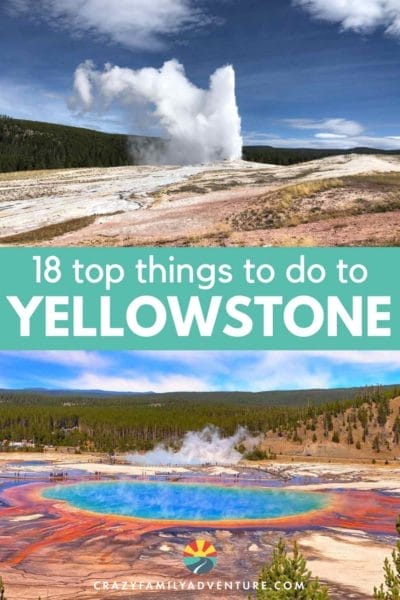 Yellowstone National Park picture of Old Faithful and Grand Prismatic
